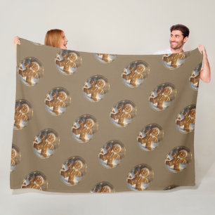 Gingerbread Man Cookies Whimsical Christmas Fleece Blanket