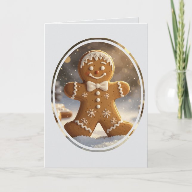Gingerbread Man Cookies Whimsical Christmas Holiday Card (Front)