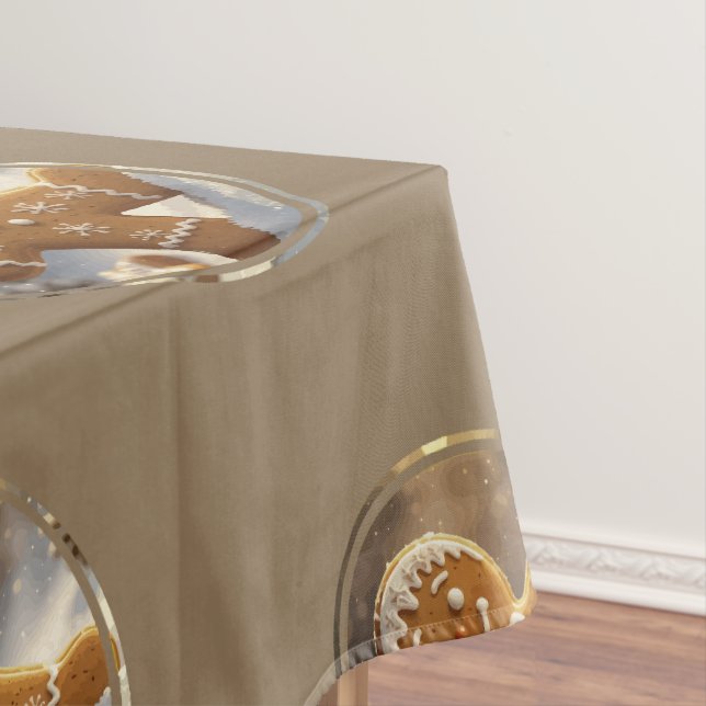 Gingerbread Man Cookies Whimsical Christmas Tablecloth (In Situ)