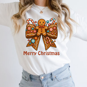 Gingerbread Man Coquette Bow Christmas Holiday Sweatshirt