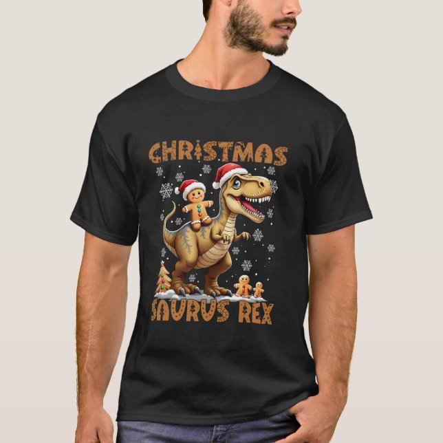 Gingerbread Man Costume Dinosaur Saurus Rex Christ T-Shirt (Front)