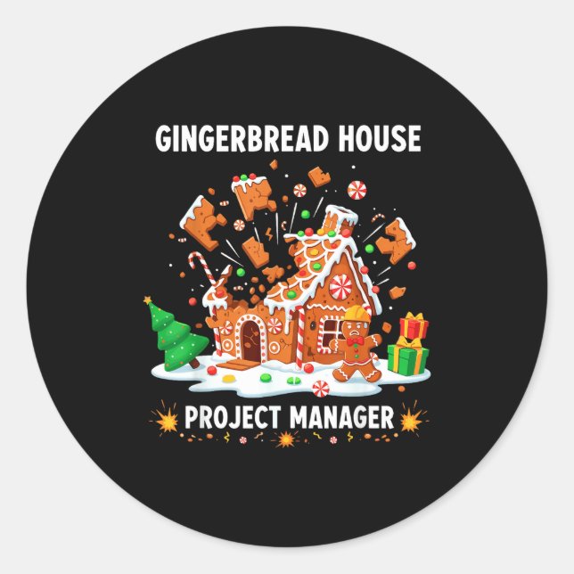 Gingerbread Man Costume, Gingerbread House Project Classic Round Sticker (Front)