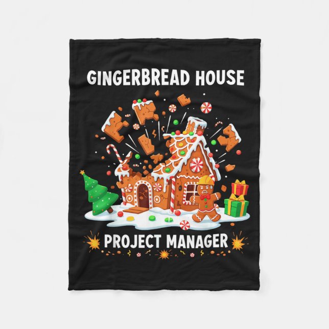 Gingerbread Man Costume, Gingerbread House Project Fleece Blanket (Front)
