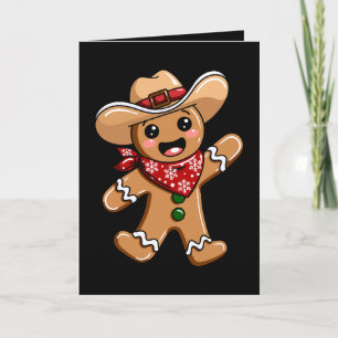 Gingerbread Man Cowboy Hat Bandanna Christmas Xmas Card
