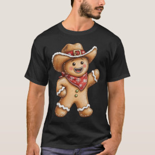 Gingerbread Man Cowboy Howdy Christmas Western Xma T-Shirt