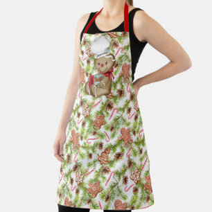 Gingerbread Man Custom Name Christmas Gift Apron