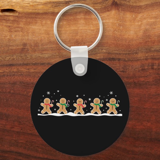 Gingerbread Man Cute Christmas Holiday Baker  Key Ring (Front)