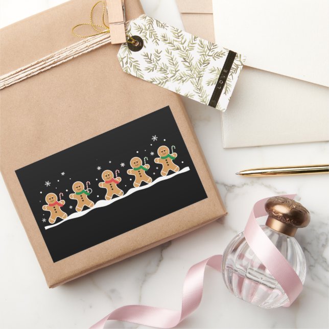 Gingerbread Man Cute Christmas Holiday Baker  Rectangular Sticker (Gifting)