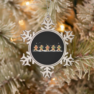 Gingerbread Man Cute Christmas Holiday Baker  Snowflake Pewter Christmas Ornament