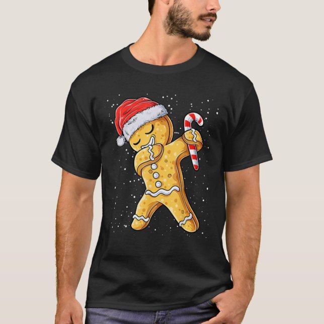 Gingerbread Man Dabbing Cool Christmas Cookie Dab  T-Shirt (Front)