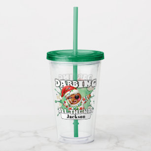 Gingerbread Man Dabbing Custom Name Christmas Acrylic Tumbler
