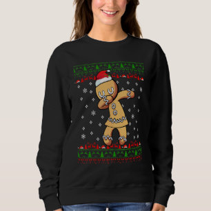 Gingerbread Man Dabbing Ugly Christmas Xmas Kids Sweatshirt