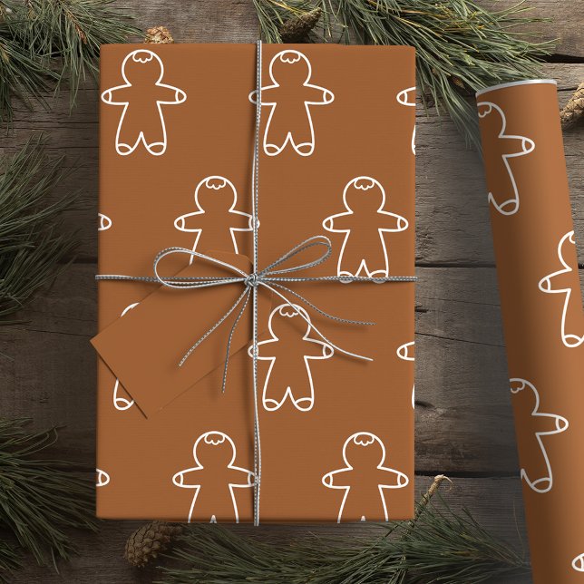 Gingerbread Man Dark Brown 965324 Wrapping Paper (Chocolate Brown Gingerbread Man Wrapping Paper)