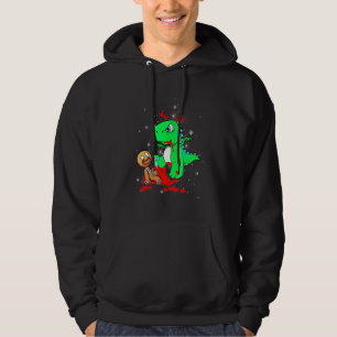 Gingerbread Man Dinosaur Christmas Boys Men Kids Hoodie