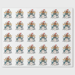 Gingerbread Man Drummer Funny Holiday Rock Xmas Wrapping Paper
