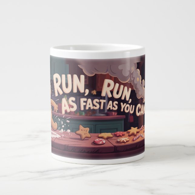 Gingerbread Man Escape Large Coffee Mug (Front)