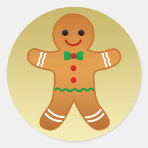 Gingerbread Man Faux Gold Christmas Sticker