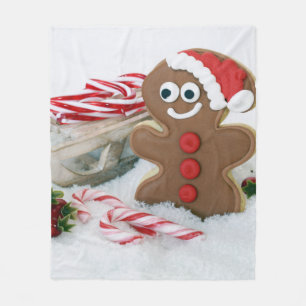gingerbread man fleece blanket