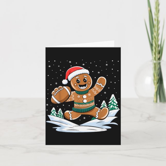 Gingerbread Man Football Ugly Christmas Pajamas Co Card (Front)