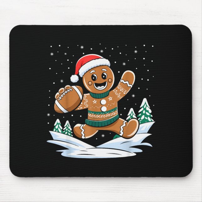 Gingerbread Man Football Ugly Christmas Pajamas Co Mouse Mat (Front)