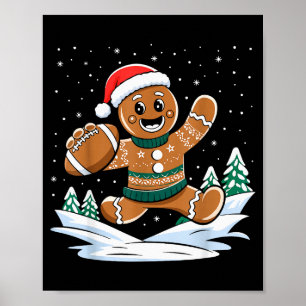 Gingerbread Man Football Ugly Christmas Pajamas Co Poster