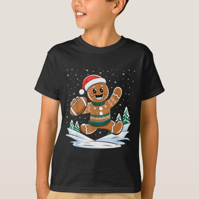 Gingerbread Man Football Ugly Christmas Pajamas Co T-Shirt (Front)
