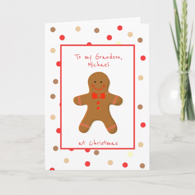 Gingerbread Man for Grandson Holiday Card (Front)