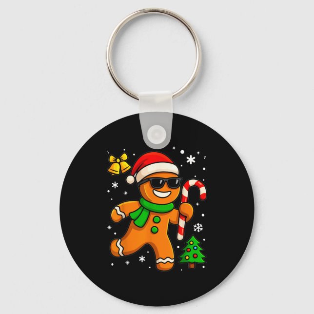 Gingerbread Man Funny Christmas Cookie Costume Bak Key Ring (Front)