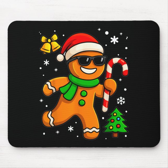 Gingerbread Man Funny Christmas Cookie Costume Bak Mouse Mat (Front)