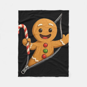 Gingerbread Man Funny Christmas Cookie King Cute G Fleece Blanket