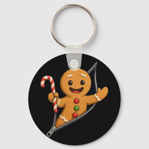 Gingerbread Man Funny Christmas Cookie King Cute G Key Ring