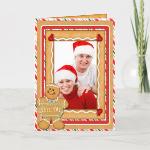 Gingerbread Man Funny Folded Photo Christmas Holiday Card