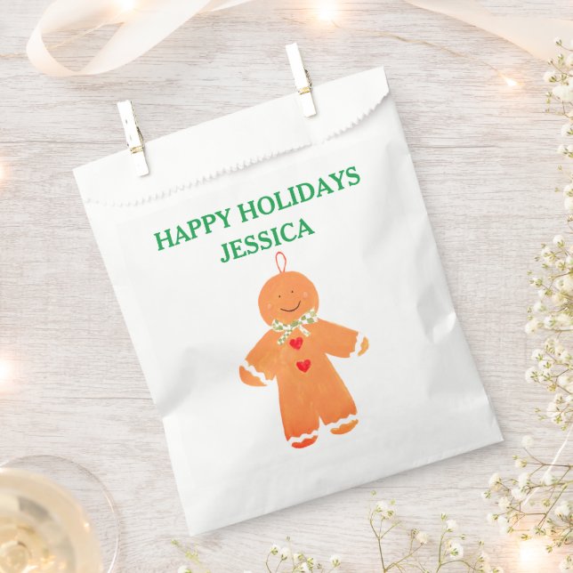 Gingerbread man gift Christmas party Cute Xmas Favour Bags (Clipped)