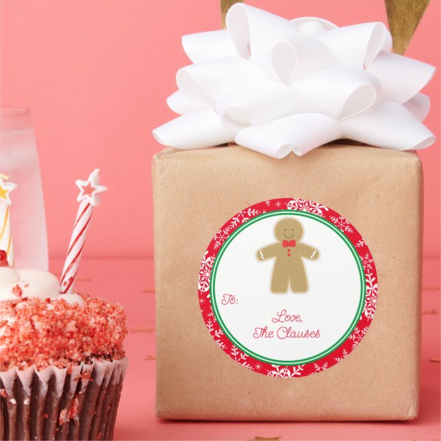 Gingerbread Man Gift Tag Christmas Sticker (Party)