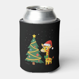 Gingerbread Man Giraffe Santa Hat Christmas Tree T Can Cooler