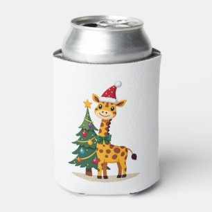 Gingerbread Man Giraffe Santa Hat Christmas Tree T Can Cooler