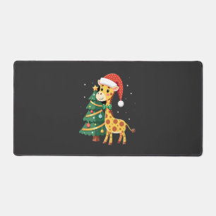 Gingerbread Man Giraffe Santa Hat Christmas Tree T Desk Mat