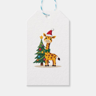 Gingerbread Man Giraffe Santa Hat Christmas Tree T Gift Tags