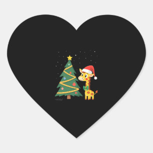 Gingerbread Man Giraffe Santa Hat Christmas Tree T Heart Sticker