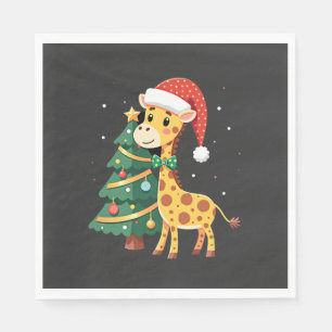 Gingerbread Man Giraffe Santa Hat Christmas Tree T Napkin