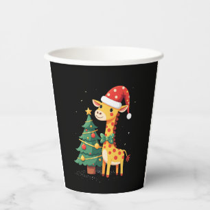 Gingerbread Man Giraffe Santa Hat Christmas Tree T Paper Cups