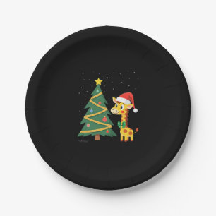 Gingerbread Man Giraffe Santa Hat Christmas Tree T Paper Plate