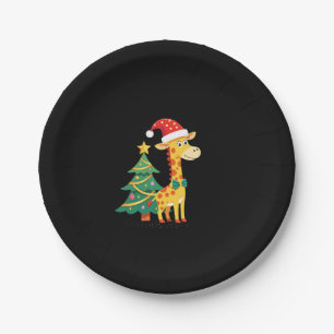 Gingerbread Man Giraffe Santa Hat Christmas Tree T Paper Plate
