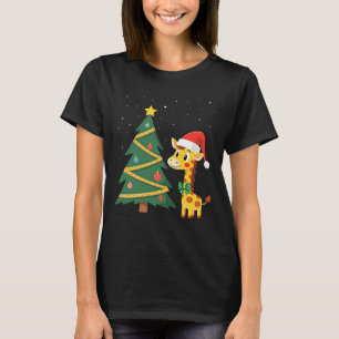 Gingerbread Man Giraffe Santa Hat Christmas Tree T T-Shirt