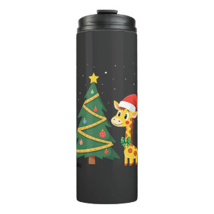 Gingerbread Man Giraffe Santa Hat Christmas Tree T Thermal Tumbler