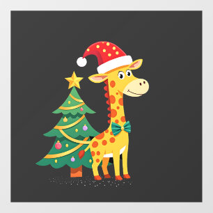 Gingerbread Man Giraffe Santa Hat Christmas Tree T Window Cling