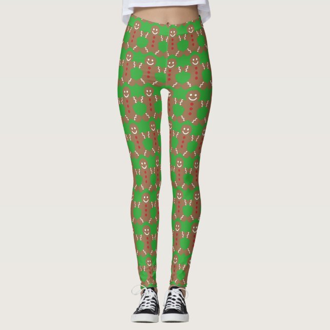 Gingerbread Man Green Leggings (Front)