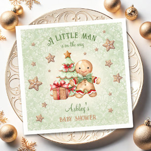 Gingerbread Man Green Red Christmas Baby Shower Napkin