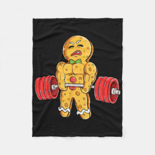 Gingerbread Man Gym Bodybuilding Weightlifting Chr Fleece Blanket