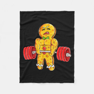 Gingerbread Man Gym Bodybuilding Weightlifting Chr Fleece Blanket